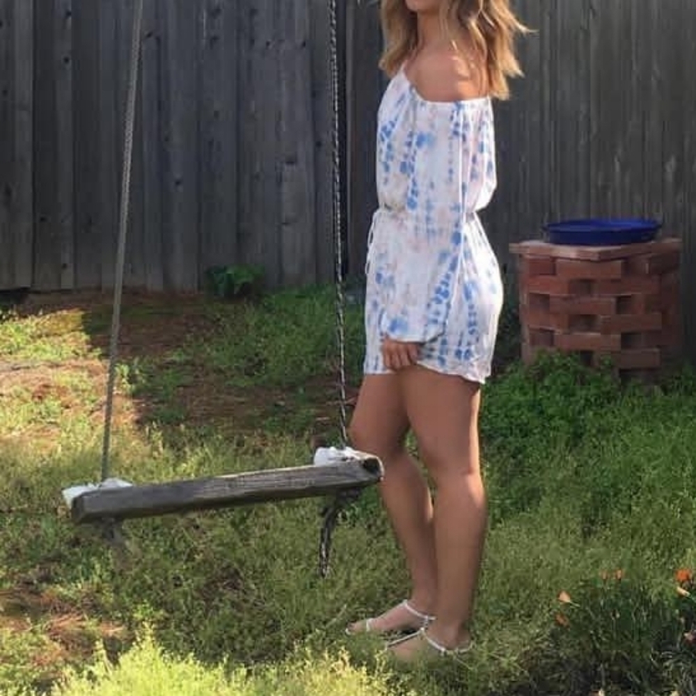 Forever 21 Blue and Peach Tiedye Romper . SIZE Medium